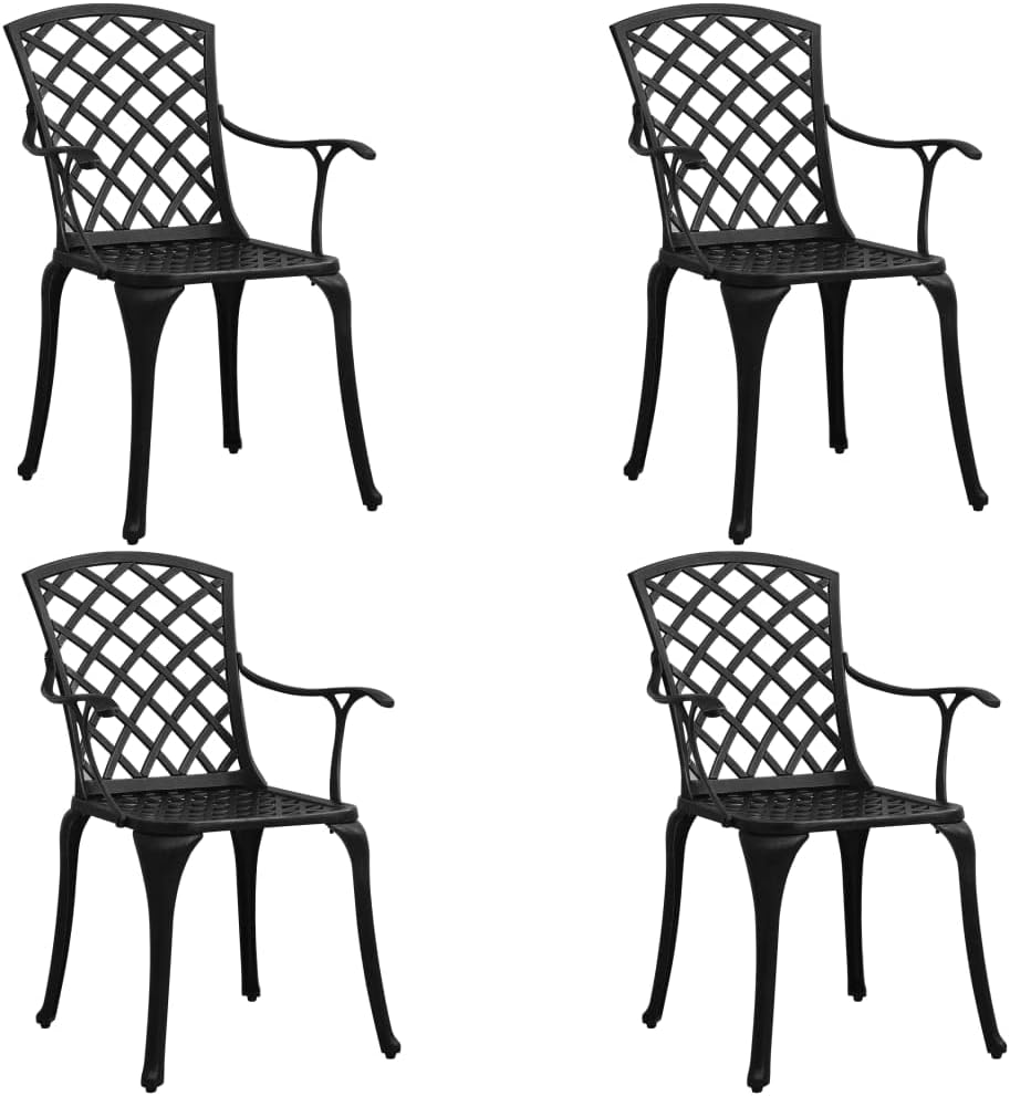 5 Piece Bistro Set,Afternoon Tea Suit,Conversation Furniture,Backyard Decor,Perfect for Patio, Garden, Porch, or Front Yard Area, Cast Aluminum Black