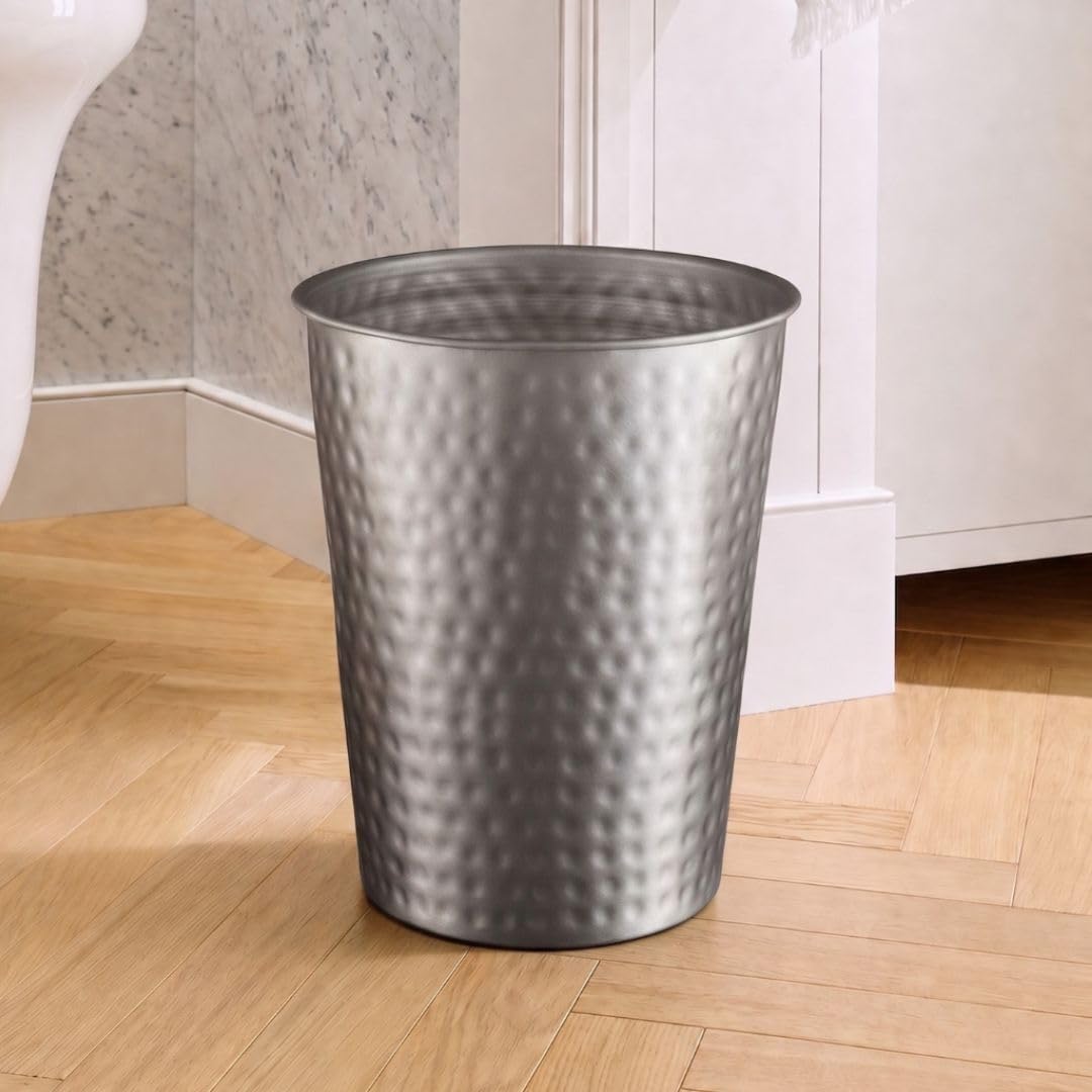 Pewter Hand Hammered Wastebasket - Monarch Abode -8