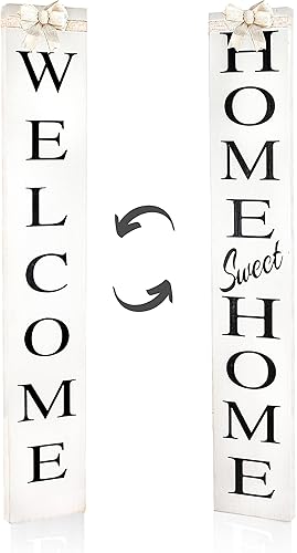 Letrero de bienvenida 2 en 1 para puerta delantera, letrero de bienvenida vertical para porche delantero, letrero de bienvenida a casa, letreros de