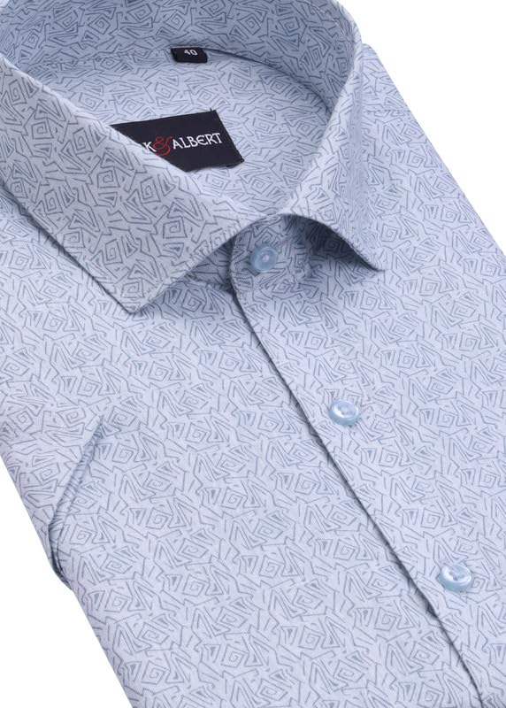 Image of Mark & Albert Men's Half Sleeve Cotton Linen Shirt Blue