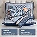 WONGS BEDDING Navy Blue Quilt Set Queen Size,Bohemian Patchwork Bedspread Coverlet Set, Reversible Farmhouse Floral Pattern Bedspreads Bedding Set for All Seasons (96