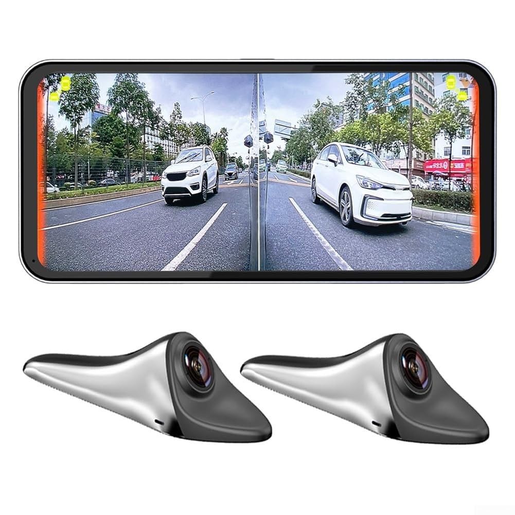 Dashcam da 6,25 pollici con telecamera laterale, punto cieco da 6,25 pollici | Display IPS da 6,25 pollici, grandangolo da 120°, luminosità automatica, per segnale ahd, alloggiamento in ABS nero