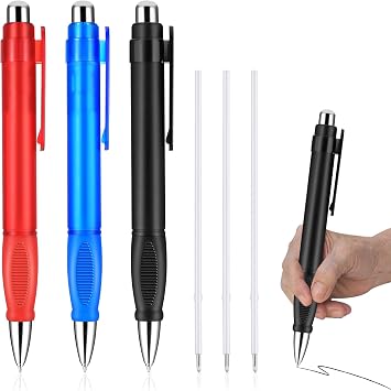 Amabro Extra Large Ballpoint Pens with 3PCS Refills Easy Grip Jumbo Pen Black Ink Fat Pens for Enhanced Writing Stability Weighted Pens for Arthritis Elderly Office School Writing