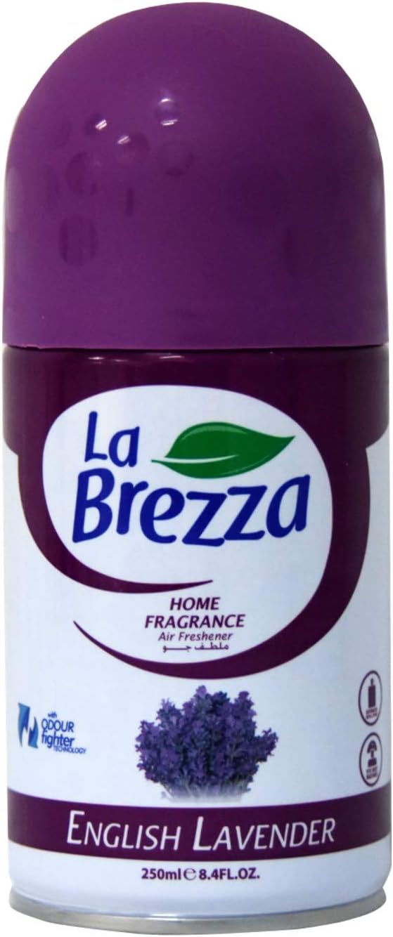 La BrezzaRefill Spray Home Fragrance Air Freshener With Odour Fighter Technology 250Ml, 8.4Fl.Oz.(English Lavender)
