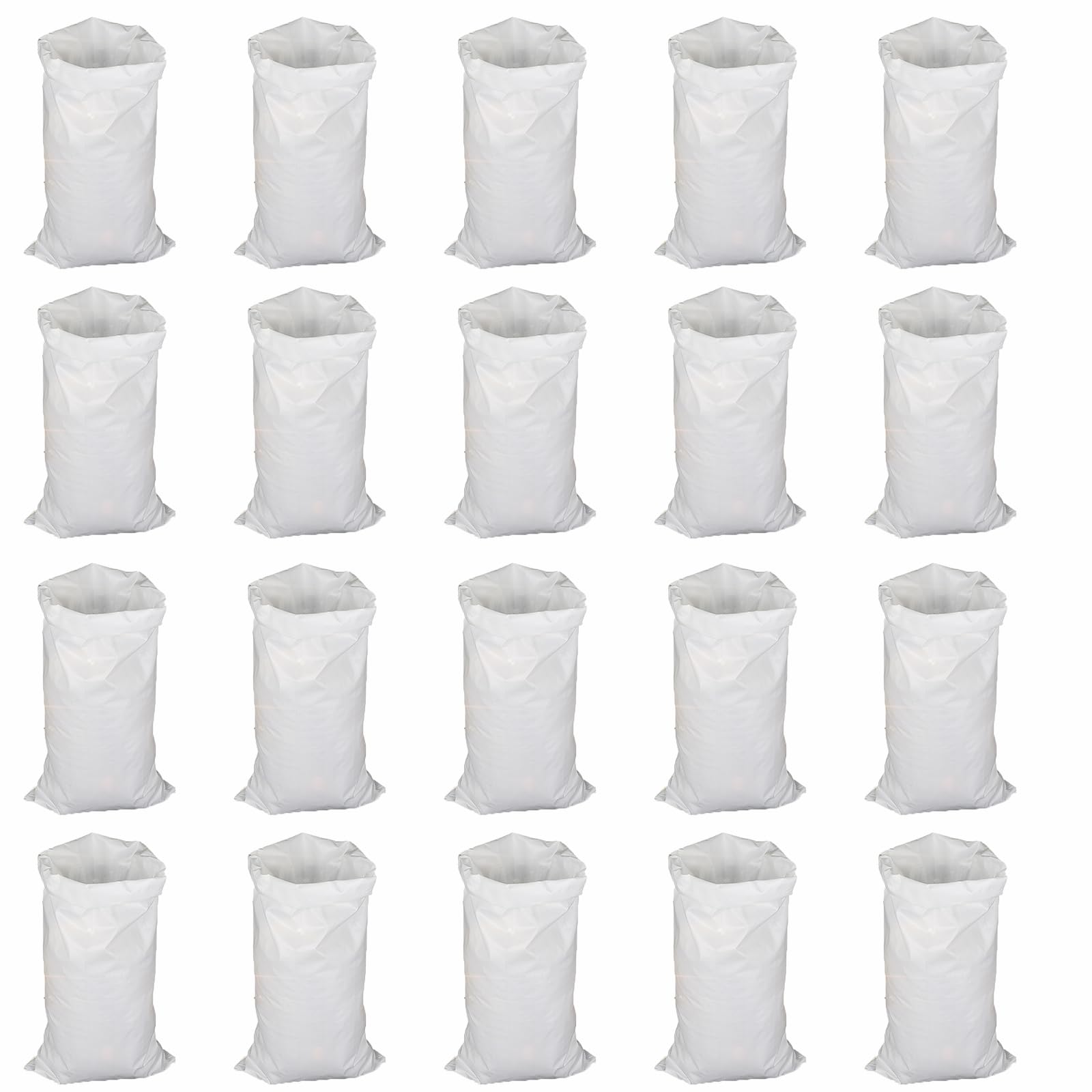 BIAOO Woven Gravel Bags, Heavy-Duty Polypropylene, White, 50x80 cm, for Construction and Garden Waste (20pcs)