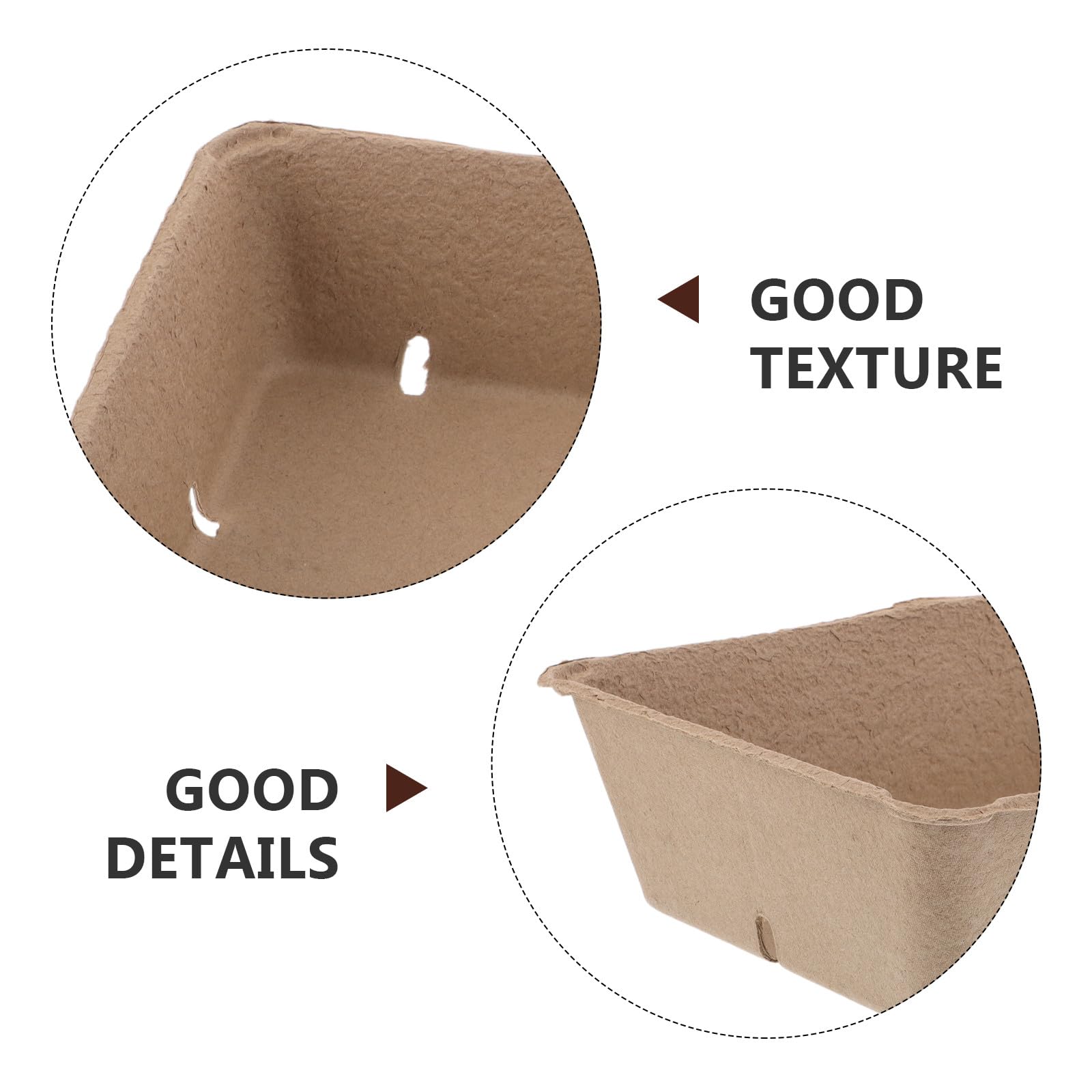 Operitacx 20 Pezzi Cestino Porta-bacche in Fibra di Polpa Beige Ventilato, Vassoio Multiuso per Fragole e Verdure per Mercati e Bancarelle