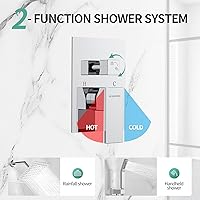 Vista 4 de SR SUN RISE Sistema de Ducha - Juego de Grifo de Ducha con Cabezal de Ducha de Lluvia de 8 Pulgadas y Ducha de Mano - Sistema de Ducha de Lluvia