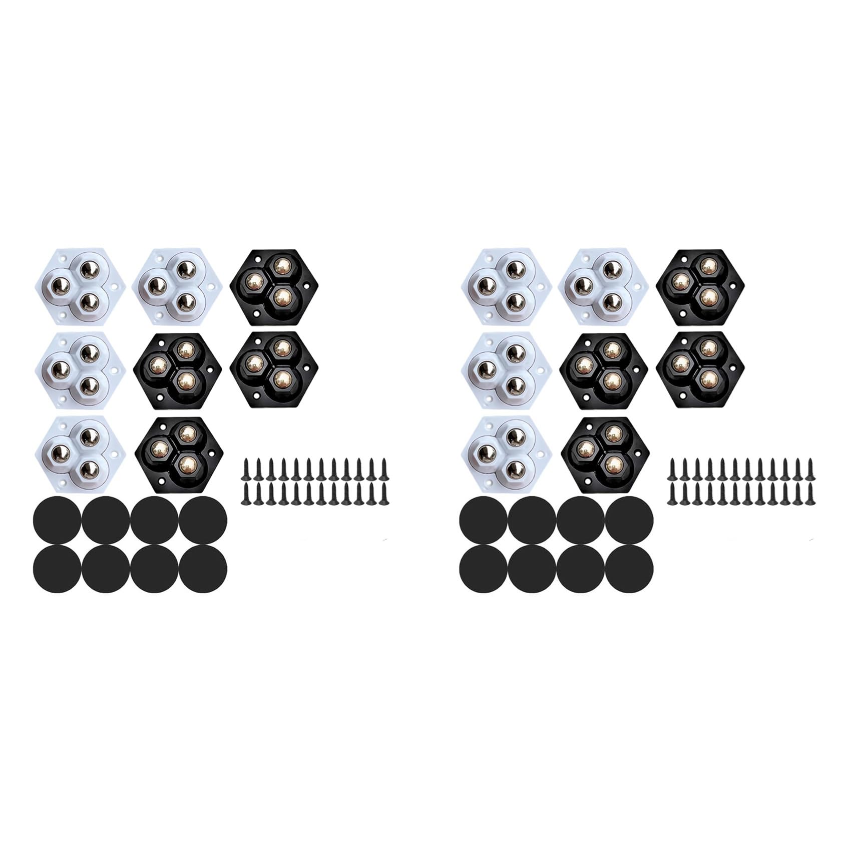 Jnchdghwa Black&White Self Adhesive Caster Wheels 16Pcs, Stainless Steel Ball Bearings 360 Degree Swivel Wheels For Kitchen Appliances
