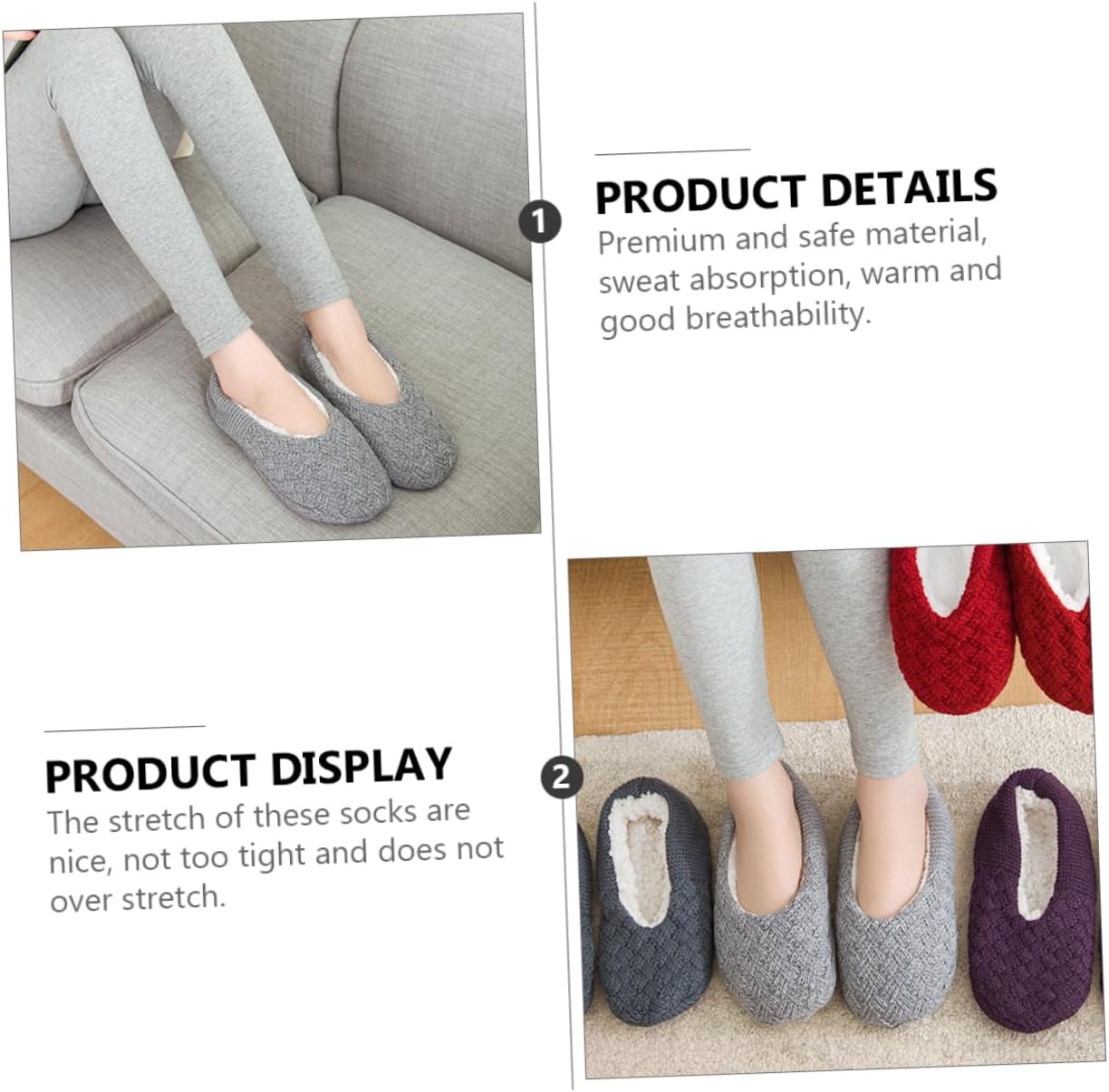 Cozy Winter Warm Slipper Socks Grippers Fuzzy Grip Socks for Adult Skid
