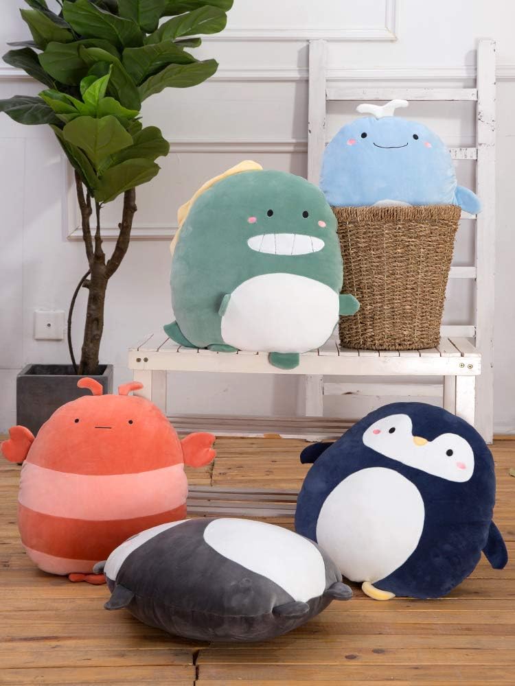 Soft Flat Dinosaur Plush Hugging Pillow Cute Green Dinosaur Stuffed Animal Dino Plushies Toys Kids Dino Anime Cushion for Birthday, Valentine's Day, Christmas...16.5 Inch