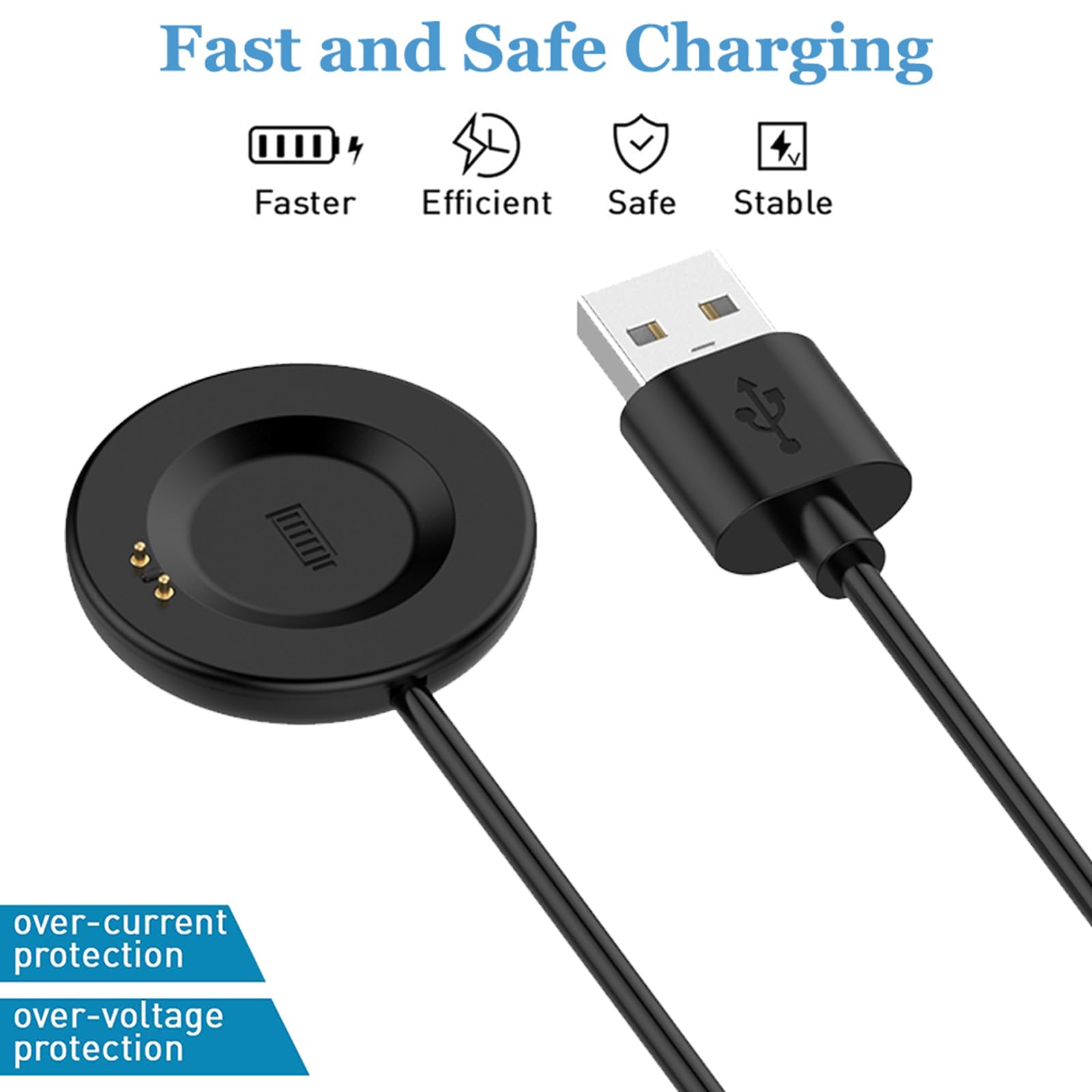 Threeeggs Compatible with iTouch Air 3 Charger, USB Charging Cable for iTouch Air 4 & iTouch Air SE & iTouch Sport 3, iTouch Explorer 3 Smartwatch (Black, 3.3ft) (1)