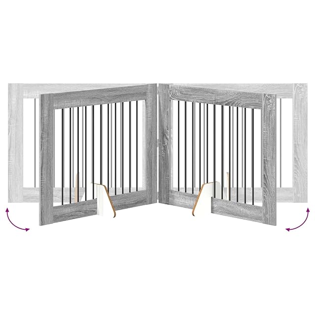 Foto 4 de 8 de vidaXL Puerta para Perros Plegable con Soportes 4 uds. Sonoma Gris
