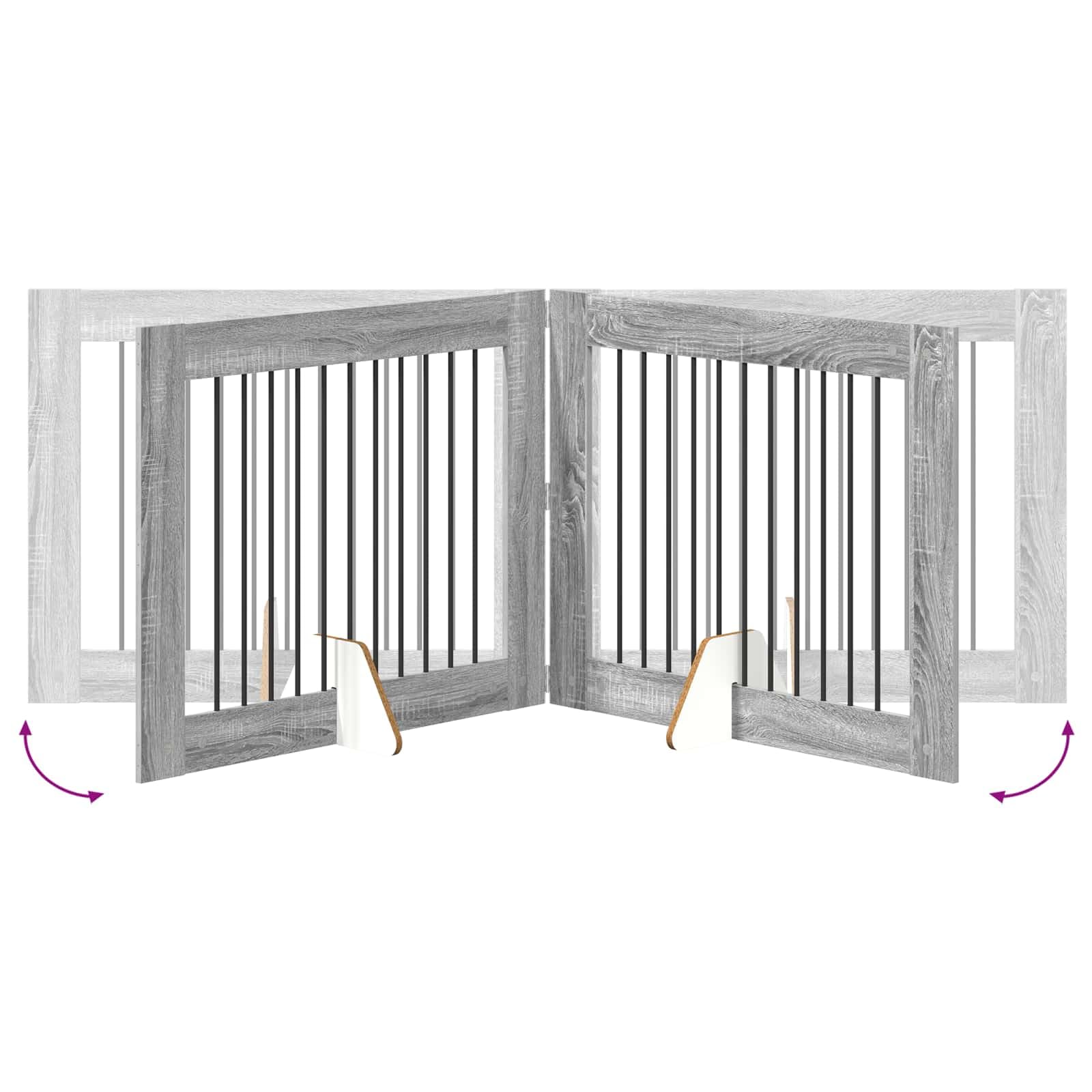 Puerta para perros con soporte, 2 unidades, Sonoma gris, 100 x 80 cm, plegable y portátil, para interior y exterior, barrera de seguridad y protección en casa y apartamento