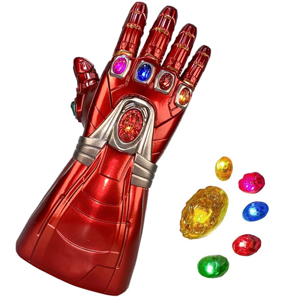 Dafatpig Iron Man Infinity Gauntlet Kids Gloves with LED Gems Light Up StonesToy for Child Cosplay Prop