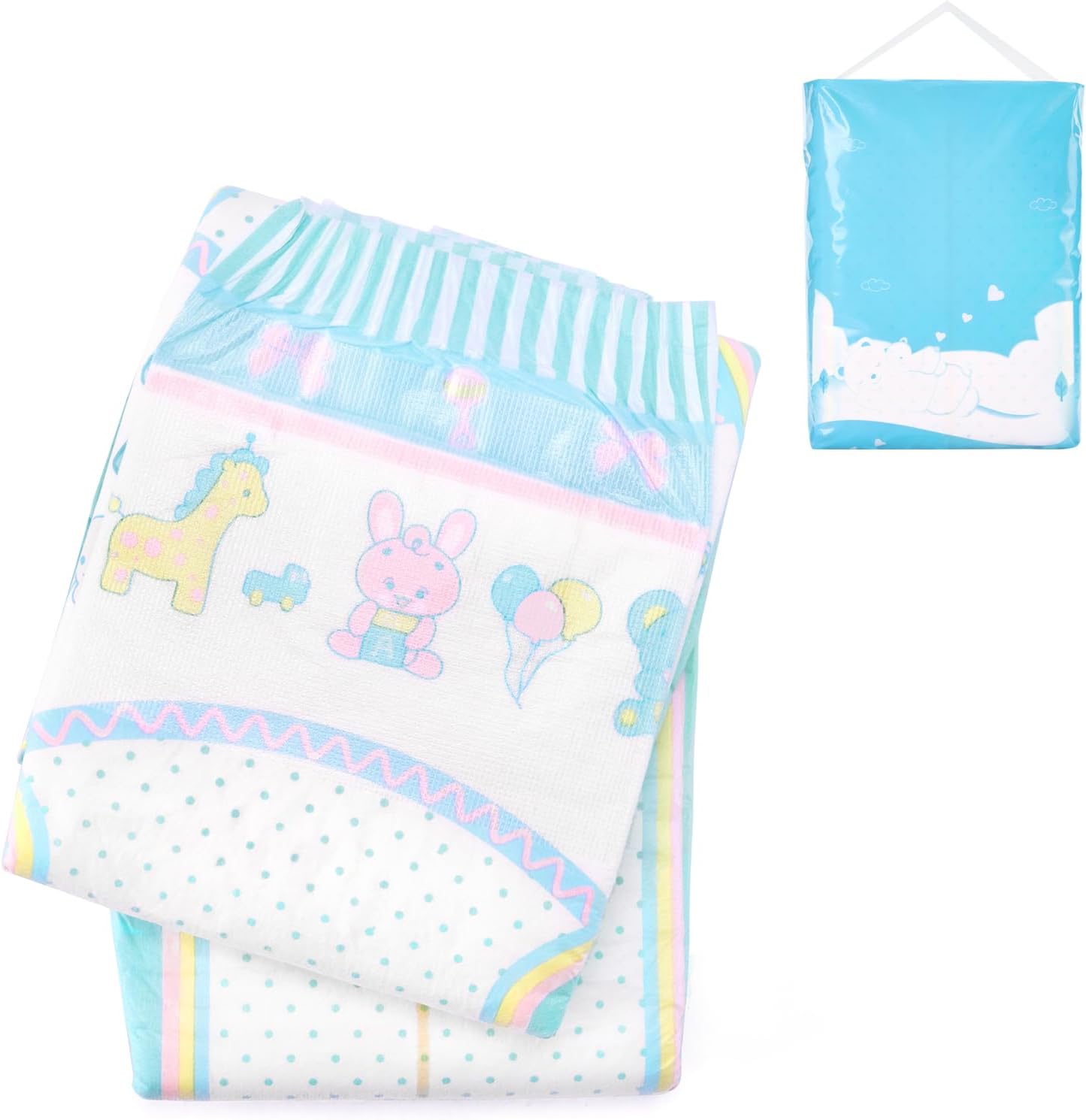 Littleforbig Adjustable Hook-and-Loop Fastener Closure Adult Printed Diaper 2 Pieces - Baby Parade (X-Large 48"-56")