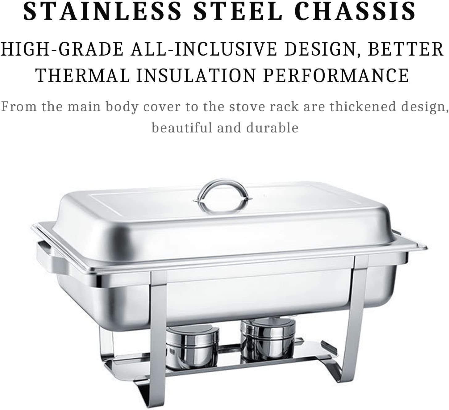 Durable Stainless Steel Hot Pot Set - 9 Liter Food Plate Fuel Rack for Catering Buffet Food Warming Tray Catering - Perfect for Party or Banquet