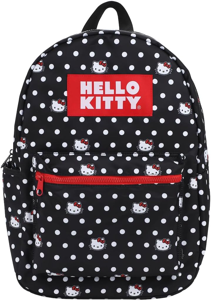 Bioworld Hello Kitty Head and Polka Dots AOP Travel Backpack
