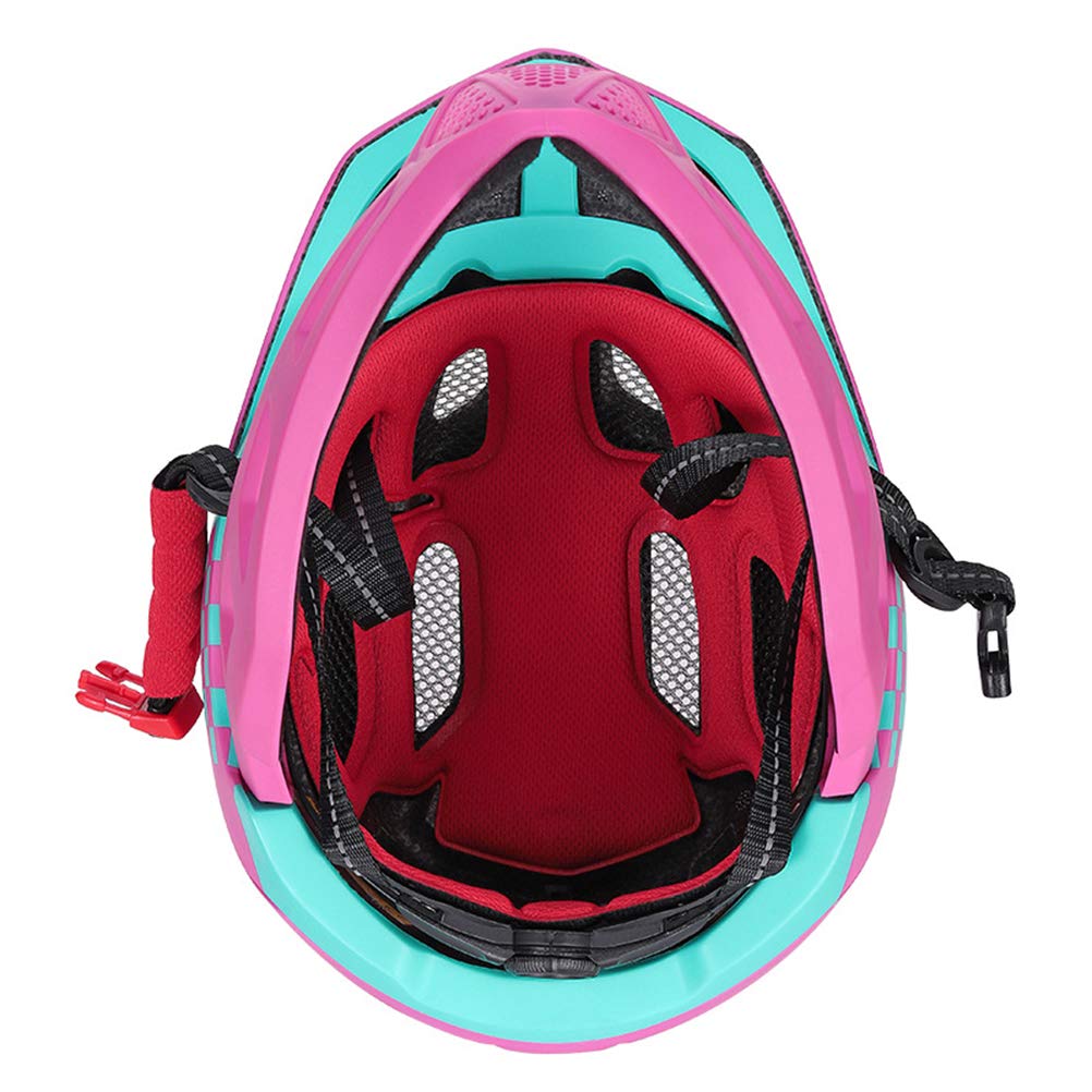 Bike Kids Casco Integral Casco de Bicicleta para niños Casco de Seguridad Ajustable con luz de Advertencia para Patinaje en Scooter