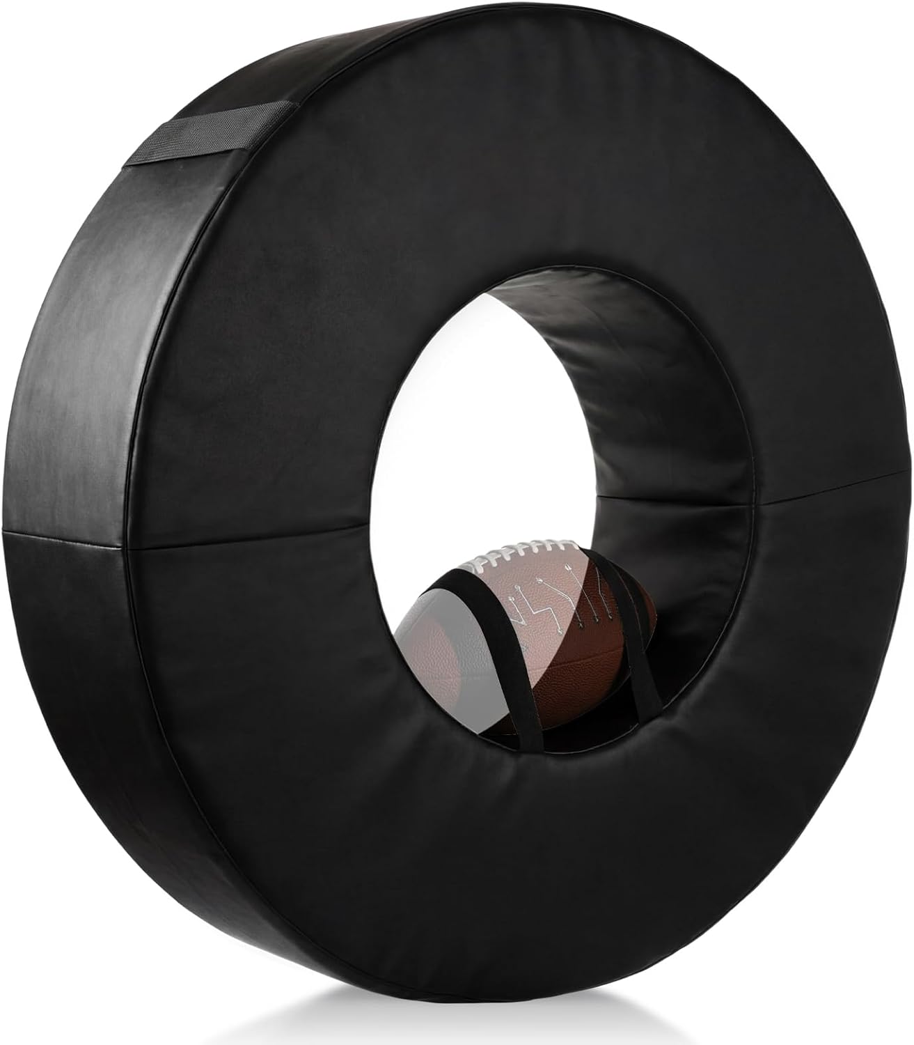 Football Tackle Wheel - Football Tackle Dummy Ring with Straps for Youth - High-Density Sponge and Waterproof PU Soccer Training Equipment for Blocking, Hitting Drills and Practice