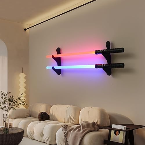 Miniatura 6 de Soporte de sable de luz para montaje en pared, soporte para sable de luz (2 capas negra), montaje en pared de sable de luz horizontal, pantalla de