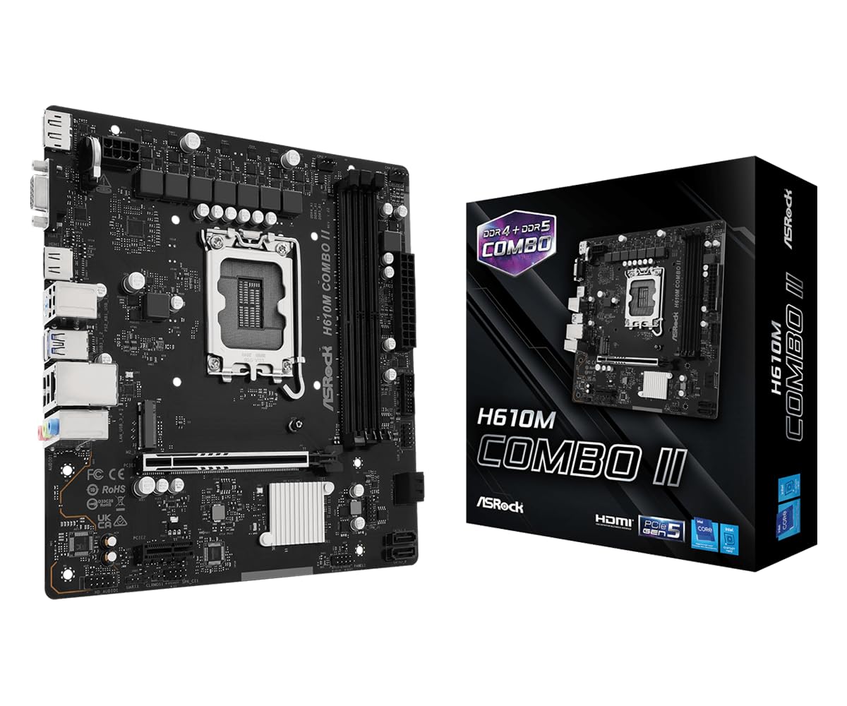 Placa Base Asrock H610M COMBO II Socket 1700/ DDR4/ DDR5/ PCIe 5.0/ Micro ATX