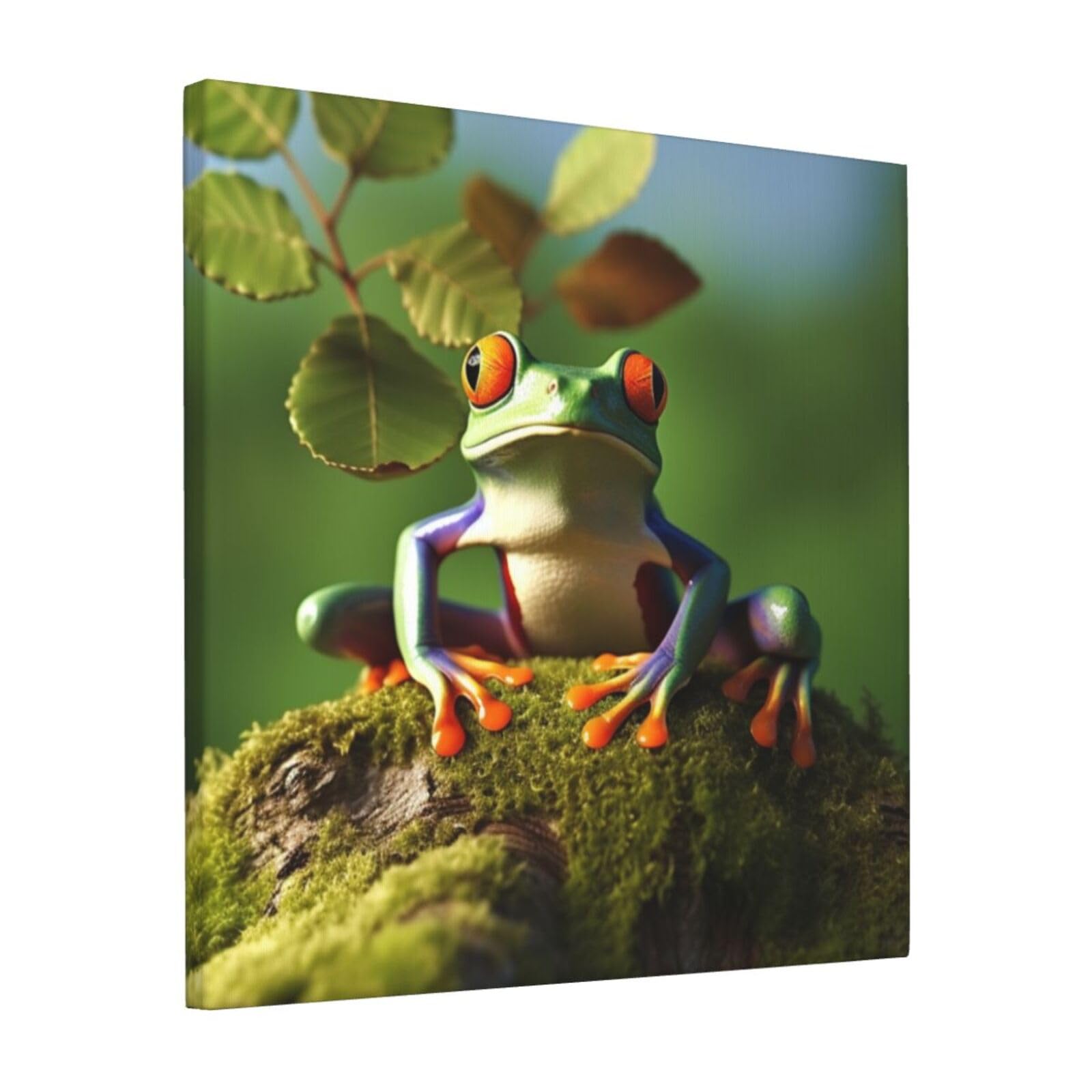 FodPand Peace Frog Tree Canvas Wall Art for Living Room Wall Decor 12"x12" Modern Artwork Painting Pictures Hanging Canvas Prints Aesthetic Wall Art for Bedroom Bathroom Office Wallart Decor
