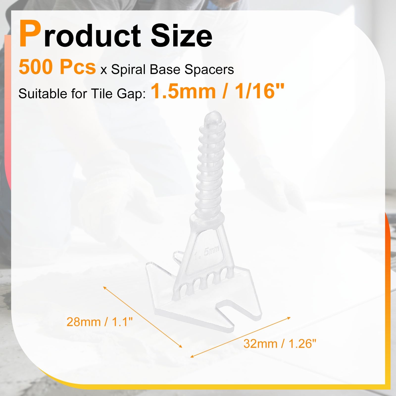 PATIKIL Espaciadores de base en espiral de 1/16 pulgadas, 500 espaciadores niveladores de azulejos, kit de sistema de nivelación de azulejos para instalación de azulejos y piedras, color blanco