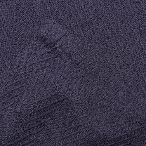 Superior 100% Cotton Oversized Throw, Woven Blanket, King, Navy Blue #TOP3