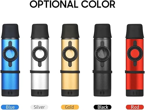Miniatura 2 de Kazoo - Instrumento musical de metal profesional con 5 membranas adicionales, tono ajustable para guitarra, ukelele, piano y canto, latón duradero,