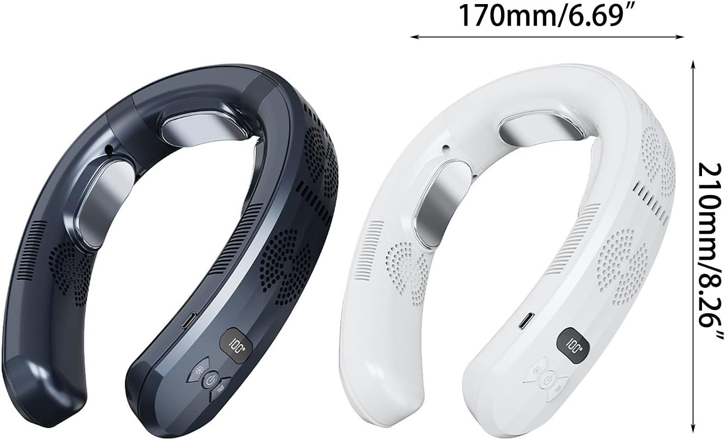 ハンギングネックファン充電式ポータブル空冷ブレードレスモバイルヒーターファン ABS アウトドアスポーツ用ポータブル充電式折りたたみ