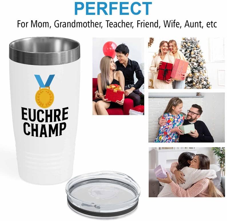 Euchre White Tumbler 20oz - Euchre chmp - Euchre Card Game Set Euchre Score Keepers Player Partner Gifts