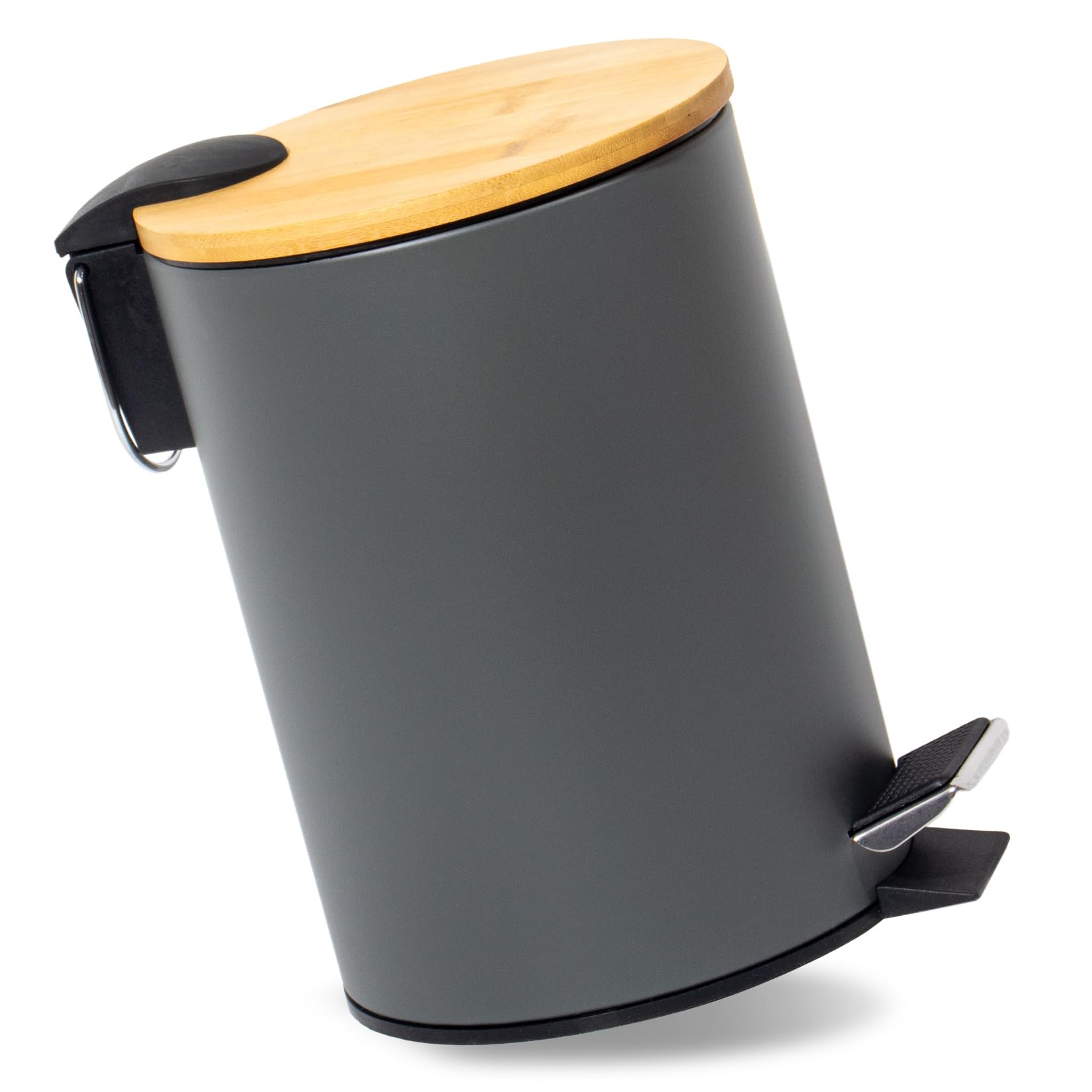 GREELUE 3L Kosmetikeimer Metall, Badezimmer Mülleimer mit deckel, Mülleimer Bad mit Absenkautomatik (Soft Close) (Grau 3L)