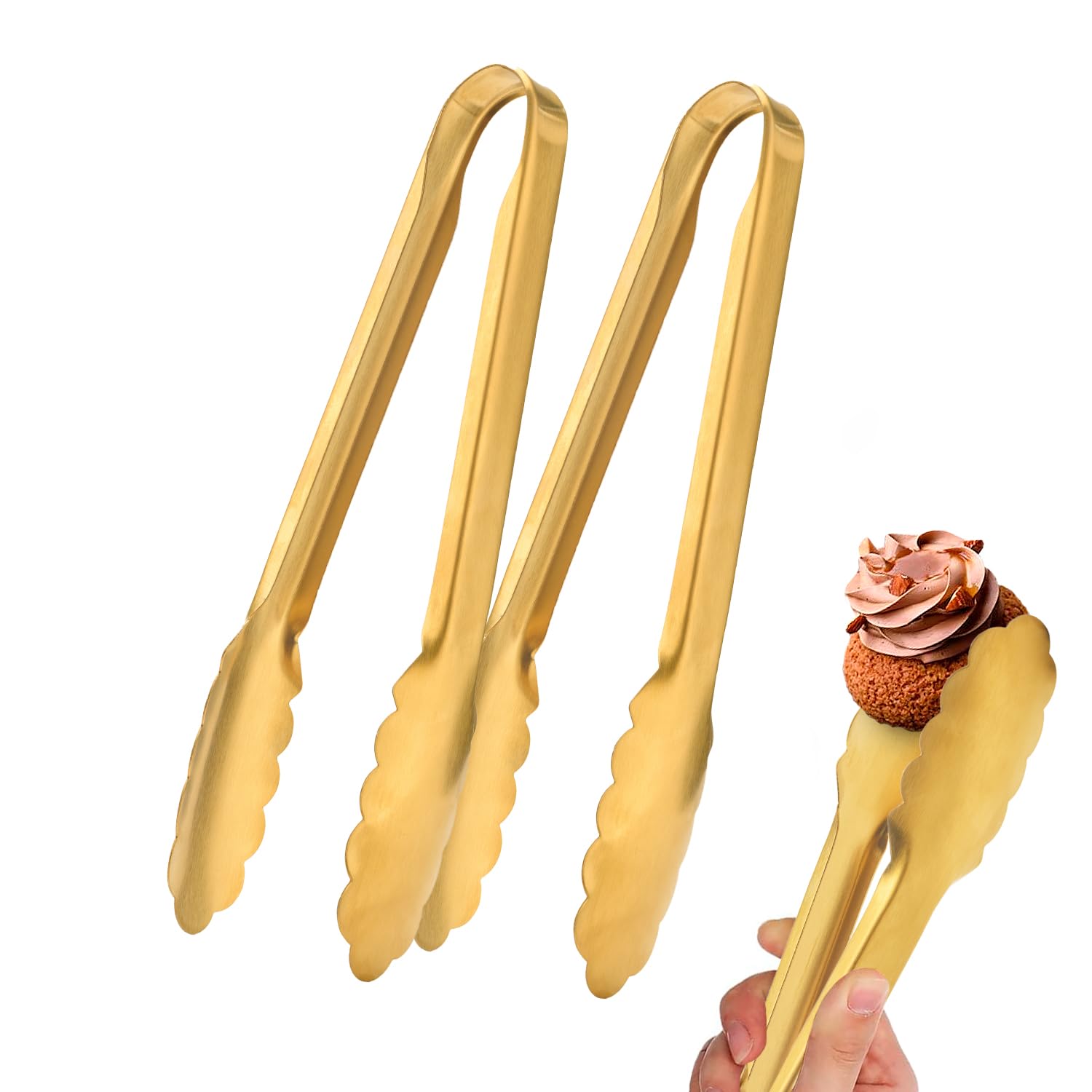 Gold Serving Tongs - Stainless Steel Set of 2 -1