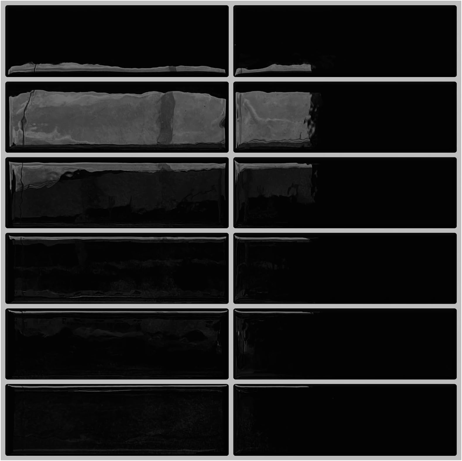 DEWOO Black Peel and Stick Tile Backsplash Self Adhesive Subway Wall Tile for Kitchen,12 x 12 Inch,10-Sheets