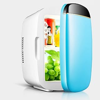 Mini Lodówka 6 litrów przenośna chłodziarka chłodnica termoelektryczna chłodniejsza i cieplejsza do samochodów, domów, biur i akademików AC/DC Zasilany,Blue