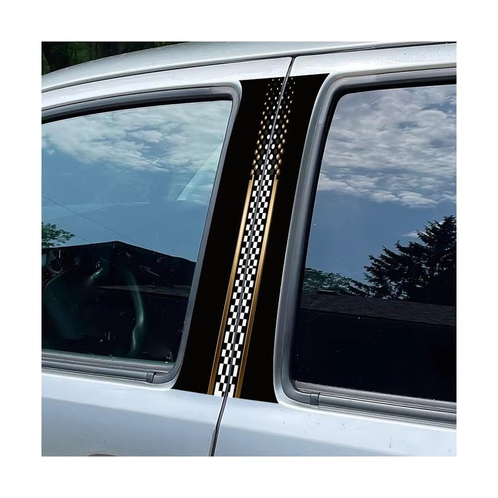 Bertdcx One Color 2 Pieces Of Automotive B-Pillar Checkerboard Light Column Glossy Material Protective Film Auto Parts