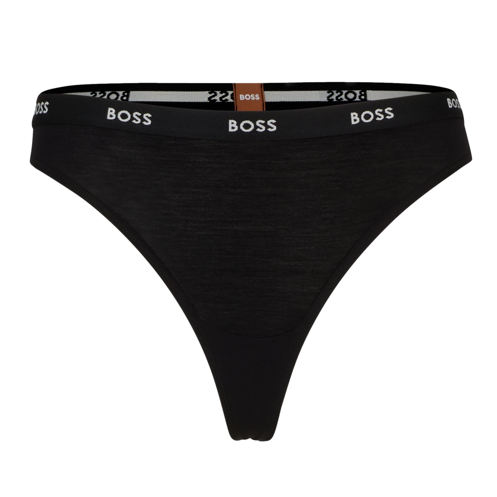Hugo Boss Women's Black Logo Waistband Thong, - Size: 8
