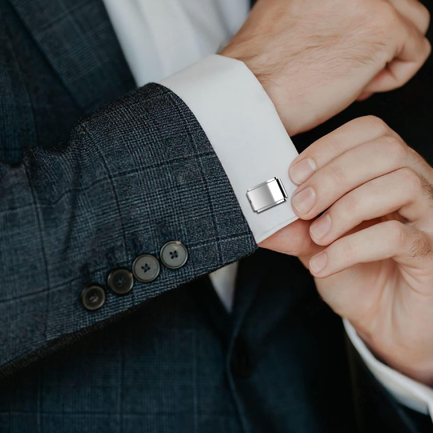 Sterling Silver Cufflinks for Men - Luxury Men's Cuff Links With Elegant Gift Box - Crafted With .925 Sterling Silver - Suitable for All Occasions