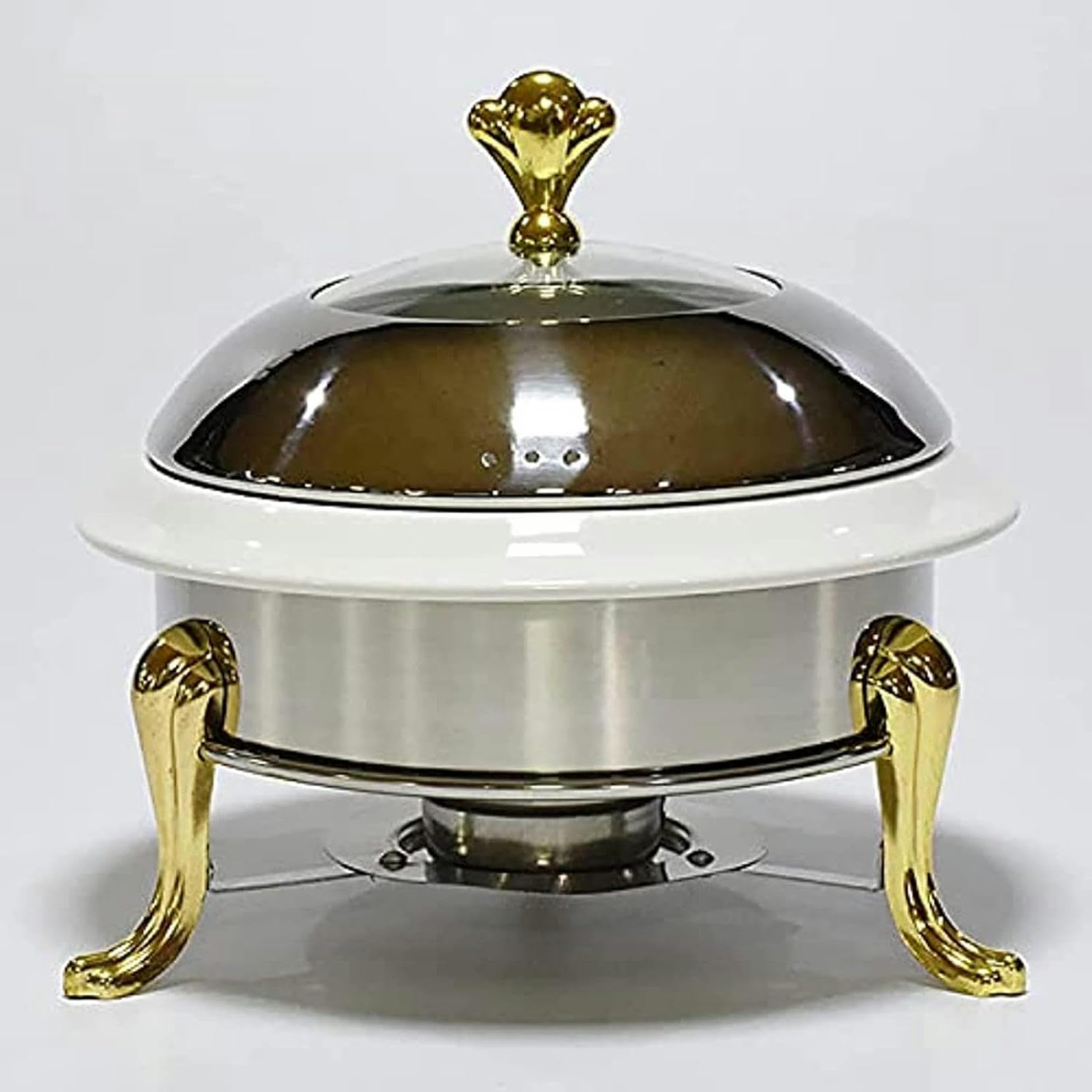 Hadecoll Gold Chafing Dish Buffet Set,Round Durable Chafer And Buffet Warmer Set,Stainless Steel Chafer For Kitchen Party Dining Buffet,Ceramic Liner,-26Cm