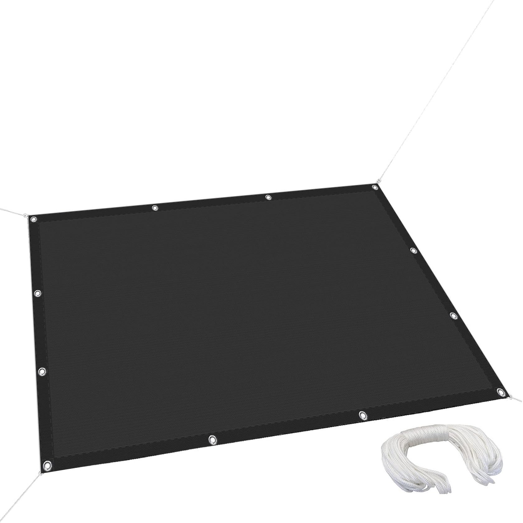 Voile d'ombrage imprenable 3x3,5m avec oeillets toile noire haut de gamme résistante aux UV