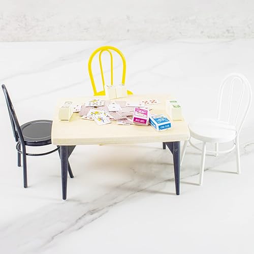 Miniatura 4 de 2 sillas de comedor negras en miniatura a escala 1:12, mini sillas de metal para bricolaje, casa de muñecas, decoración de muebles de cocina