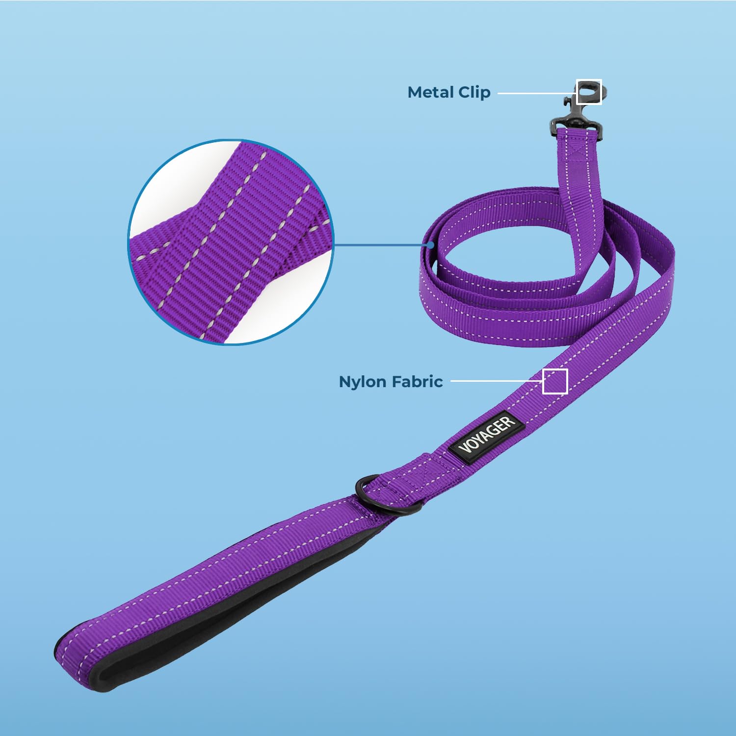 Voyager Adjustable Nylon Dog Collar & Dog Leash Bundle, Soft Padded Handle & Neck with Reflective Stiching for Puppies Small - Image 4