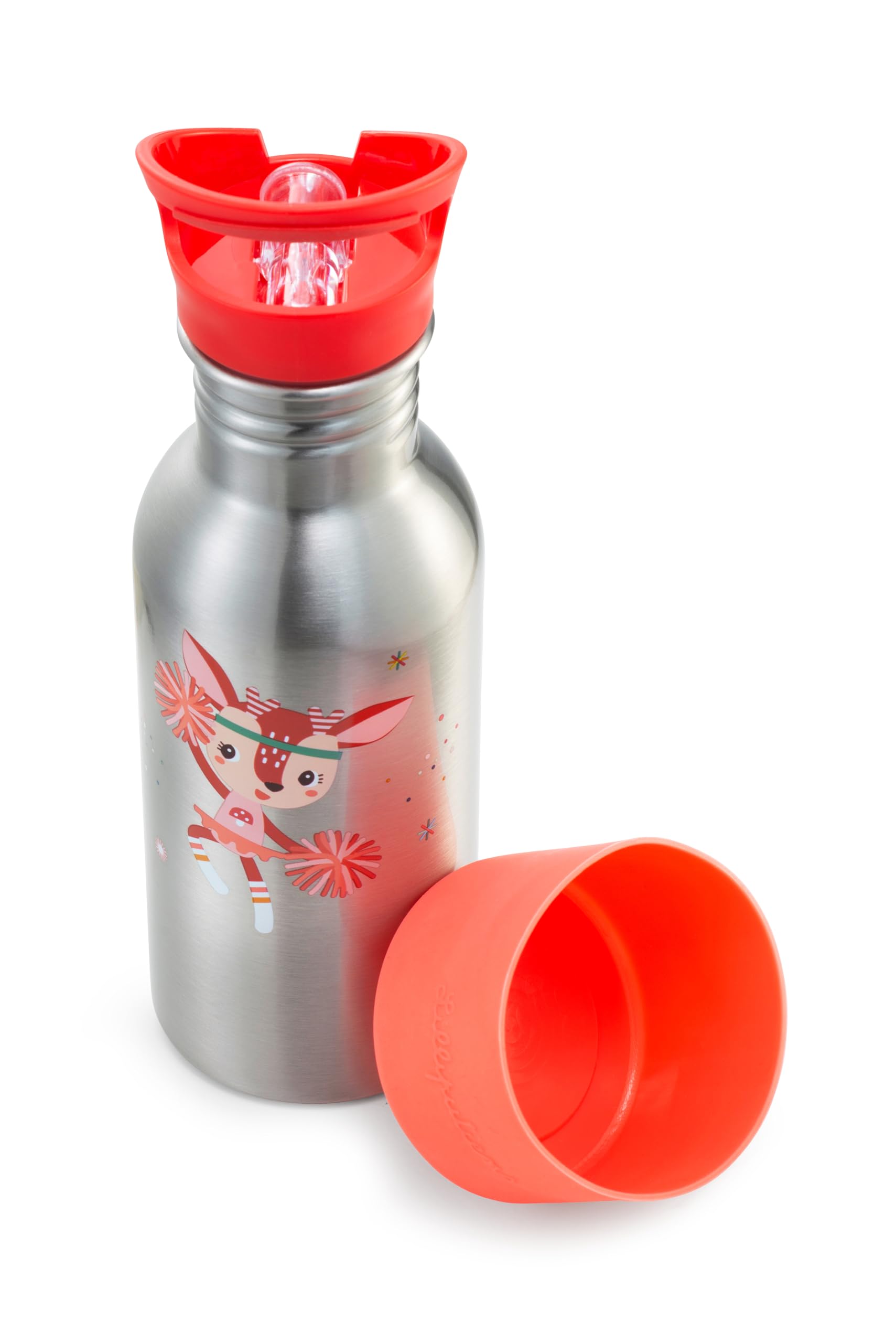 Lilliputiens - Botella para niños de acero inoxidable 600 ml - Wonder Stella - Con pajita y base de silicona antichoque - Perfecta para la escuela, picnics y paseos - Desde 2 años - 84471