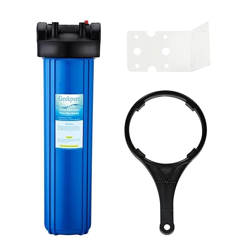 Geekpure Carcasa de filtro de agua para toda la casa de 20 pulgadas, puertos NPT de 1 pulgada, filtro de 4.5 x 20 pulgadas, color azul (1)