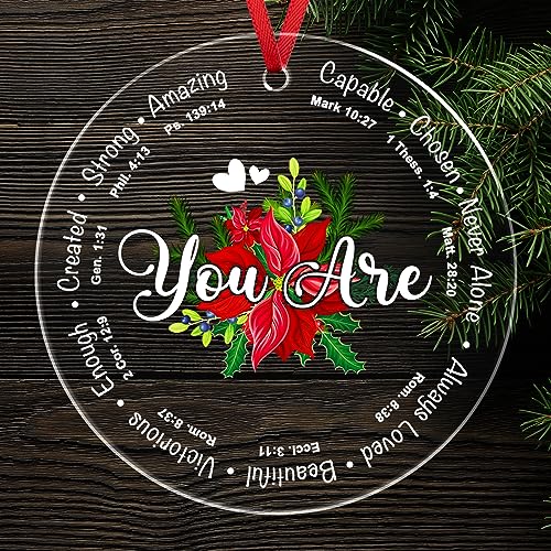 Inspirational Gifts for Women Friends - Christian Religious Christmas Ornaments, Catholic Religious Decor Gifts, Christian Christmas Decor - Christmas Tree Decoration Acrylic Ornament