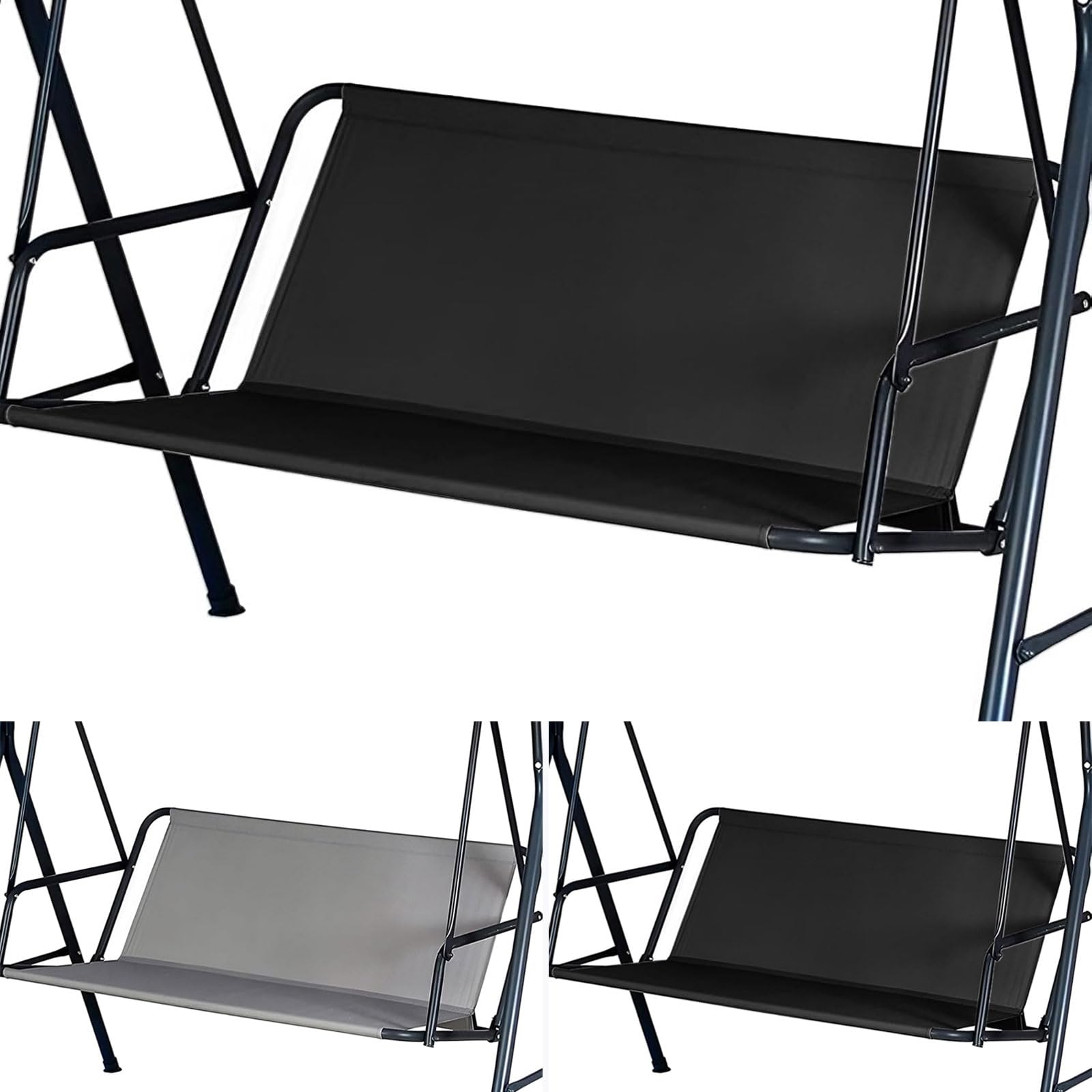 Hollywoodschaukel Sitzbezug, Gartenschaukel Bezug, 900D Oxford Wasserdicht Reißfest, UV Schutz, Outdoor Schaukel Polster Ersatz für 2&3 Sitzer, Wetterfest Schutzbezug, 115x48x48cm (Schwarz)