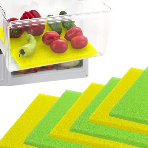 Miniatura 1 de Dualplex Revestimiento extensor de vida de frutas y verduras para cajones de refrigerador, 12 x 15 pulgadas, paquete de 6 incluye 3 amarillos 3