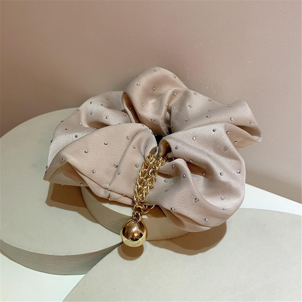 Corde à cheveux fleur strass satin argenté accessoire rétro