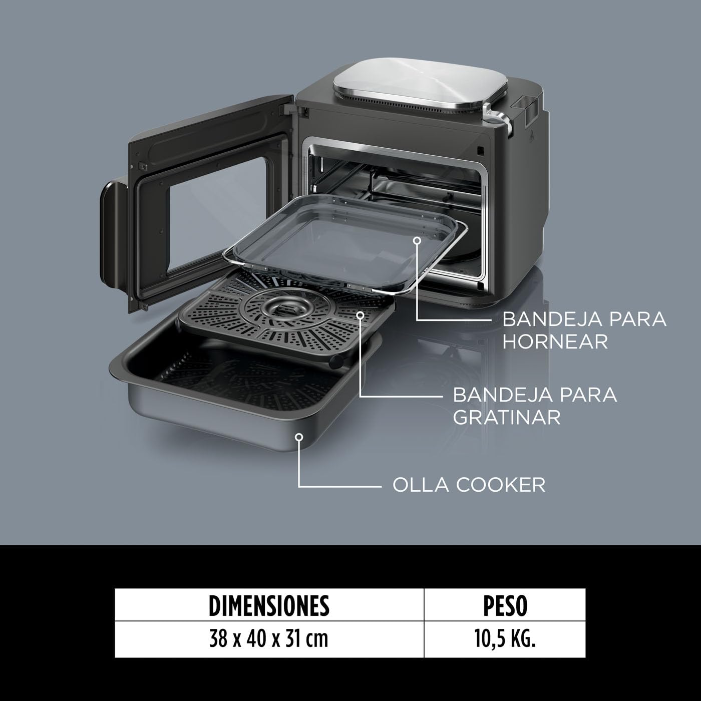 Ninja Combi Olla Eléctrica Multifunción 12 en 1 con Horno y Freidora de Aire - Comidas Familiares en 15 Minutos - Incluye Bandeja para Hornear, Fuente de Horno y Guía de Recetas - Gris, SFP700EU