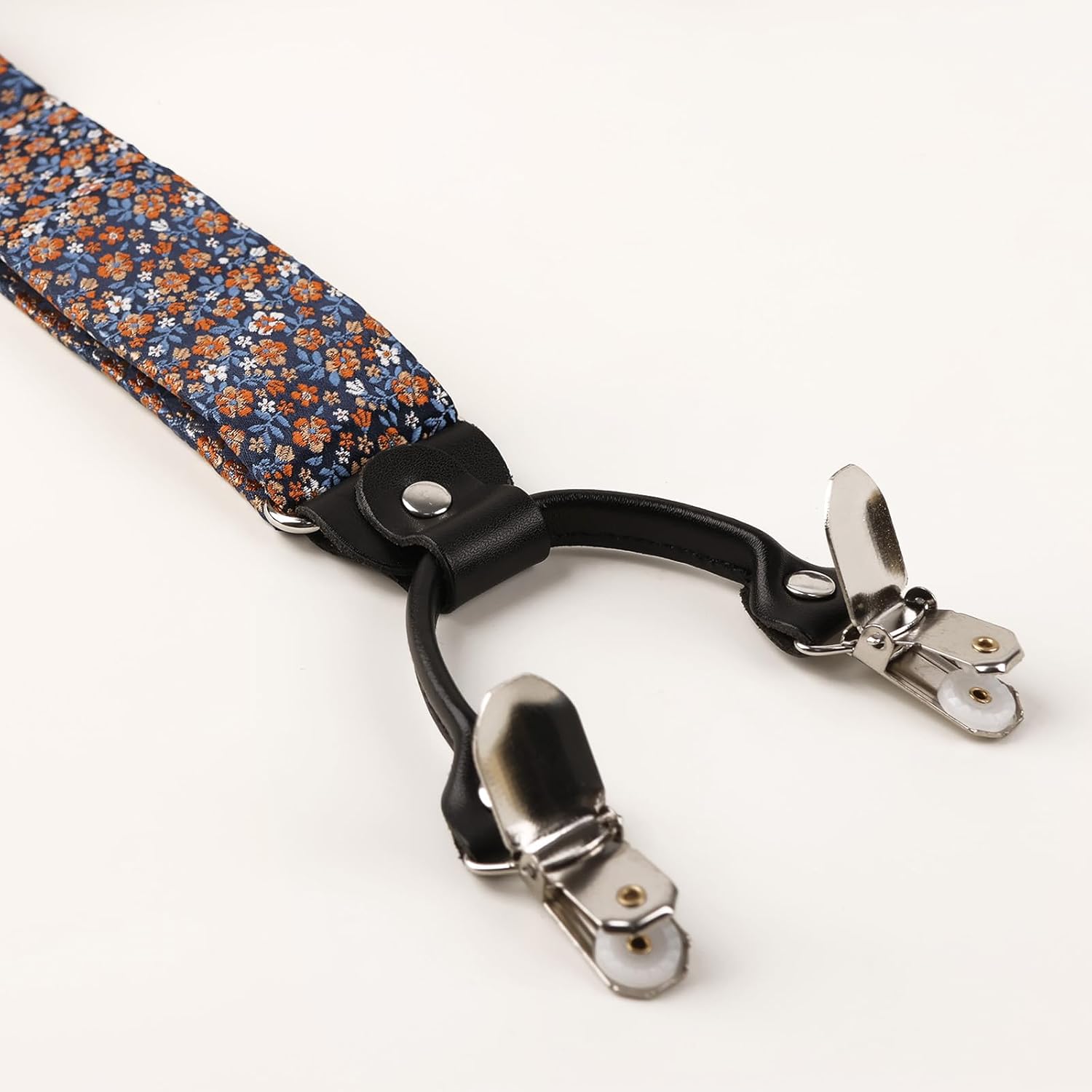 Alizeal Colorful Floral Pattern Suspenders and Self Tied Bow Tie for Men with Pocket Square Set